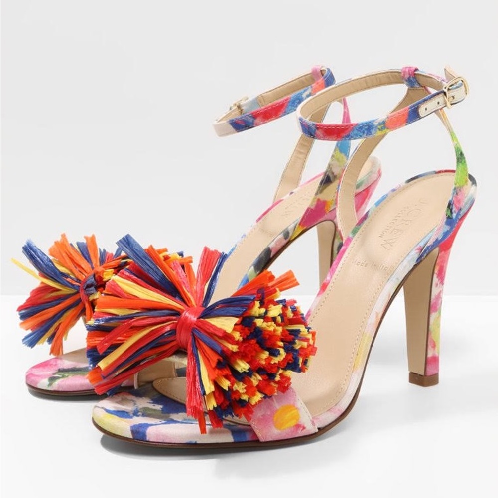 J Crew Raffia Bow Strappy Sandal - size 6